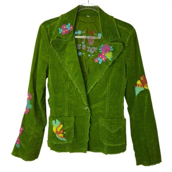 Johnny Was Jackets & Blazers - Johnny Was Green Floral Bird Pheasant Peacock Embroidered Blazer Jacket Small